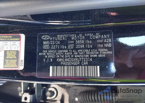 2024 Hyundai Elantra Sel из США, поврежденный, VIN KMHLM4DGXRU772314